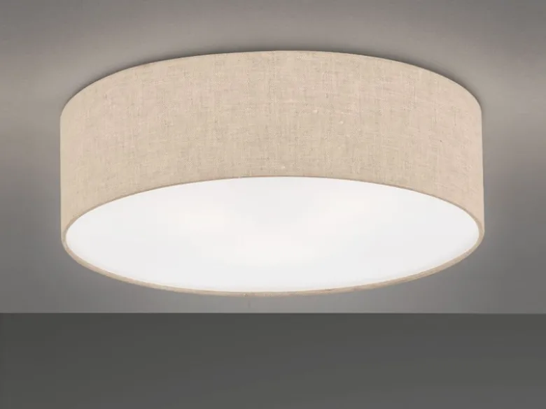Deckenleuchte THOR rund mit Lampenschirm Leinen Beige, Ø 40cm