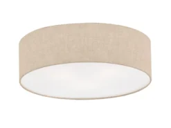 Deckenleuchte THOR rund mit Lampenschirm Leinen Beige, Ø 40cm