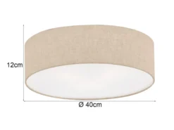 Deckenleuchte THOR rund mit Lampenschirm Leinen Beige, Ø 40cm