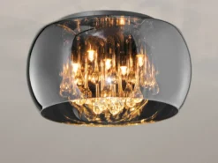 Deckenleuchte VAPORE mit Glas Chrom in Rauchglas Optik & Kristallbehang Ø 40cm