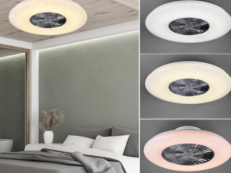 Deckenleuchte VISBY mit Ventilator, Fernbedienung & Nachtlicht Ø 59cm
