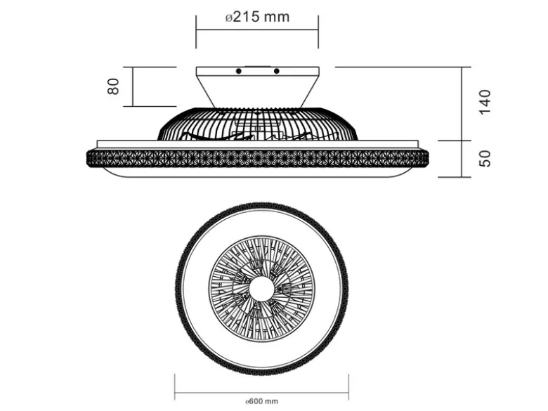 Deckenleuchte VISBY mit Ventilator, Fernbedienung & Nachtlicht Ø 59cm
