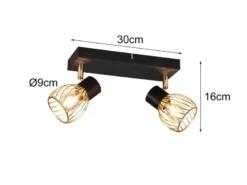 Deckenstrahler ARDON mit Gitter Lampenschirmen in Gold, Breite 30cm