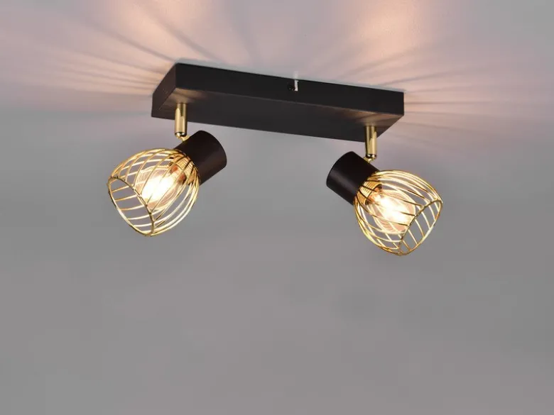 Deckenstrahler ARDON mit Gitter Lampenschirmen in Gold, Breite 30cm