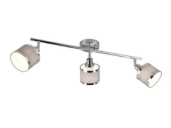 Deckenstrahler AROSA 3-flammig mit Stoffschirmen Grau, Breite 80cm