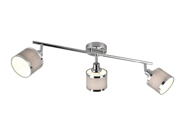 Deckenstrahler AROSA 3-flammig mit Stoffschirmen Grau, Breite 80cm