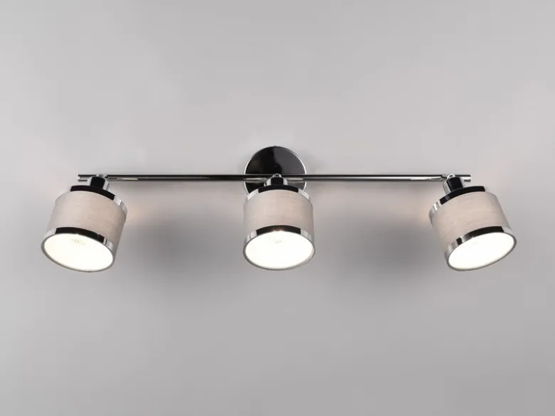 Deckenstrahler AROSA 3-flammig mit Stoffschirmen Grau, Breite 80cm