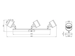 Deckenstrahler AROSA 3-flammig mit Stoffschirmen Grau, Breite 80cm