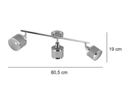 Deckenstrahler AROSA 3-flammig mit Stoffschirmen Grau, Breite 80cm