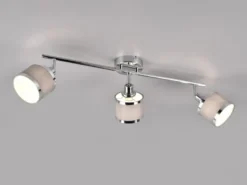 Deckenstrahler AROSA 3-flammig mit Stoffschirmen Grau, Breite 80cm