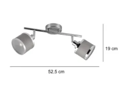 Deckenstrahler AROSA 2-flammig mit Stoffschirmen Grau, Breite 52cm