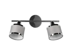Deckenstrahler AROSA 2-flammig mit Stoffschirmen Grau, Breite 52cm