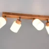 Deckenstrahler ASSAM 4 flammig Korpus Holz & Glasschirme Weiß, Breite 60cm