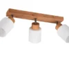Deckenstrahler ASSAM 3 flammig Korpus Holz & Glasschirme Weiß, Breite 45cm