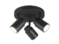 Deckenstrahler Badezimmerlampe Schwarz 3-flammig Ø 20cm inkl. GU10 LED