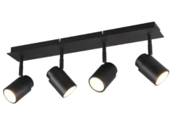 Deckenstrahler Badezimmerlampe Schwarz 4-flammig, Breite 52cm inkl. GU10 LED