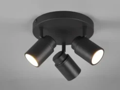 Deckenstrahler Badezimmerlampe ANGELO Schwarz 3-flammig Ø 20cm