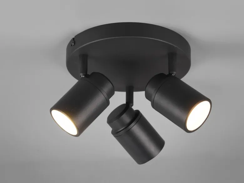 Deckenstrahler Badezimmerlampe ANGELO Schwarz 3-flammig Ø 20cm