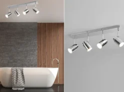 Deckenstrahler Badezimmerlampe Chrom 4-flammig, Breite 52cm inkl. GU10 LED