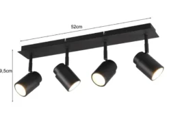 Deckenstrahler Badezimmerlampe ANGELO Schwarz 4-flammig, Breite 52cm