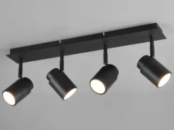Deckenstrahler Badezimmerlampe ANGELO Schwarz 4-flammig, Breite 52cm