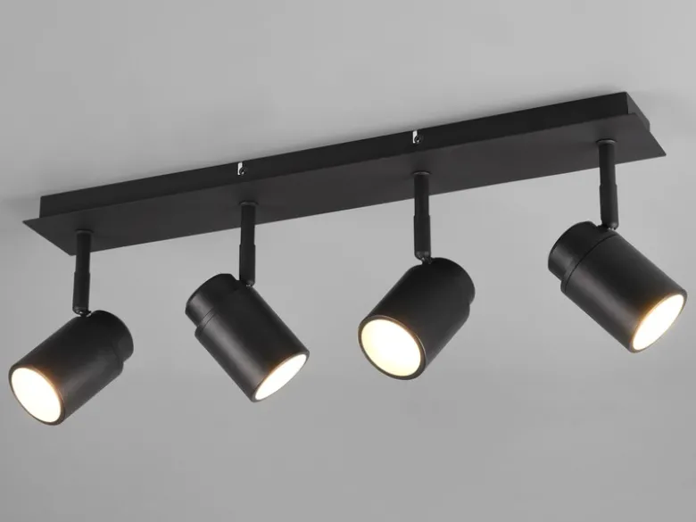 Deckenstrahler Badezimmerlampe ANGELO Schwarz 4-flammig, Breite 52cm