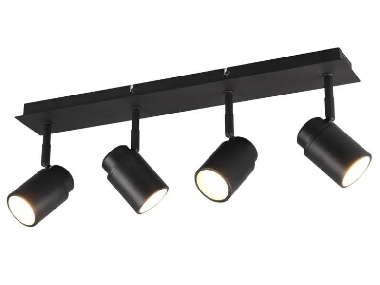 Deckenstrahler Badezimmerlampe ANGELO Schwarz 4-flammig, Breite 52cm
