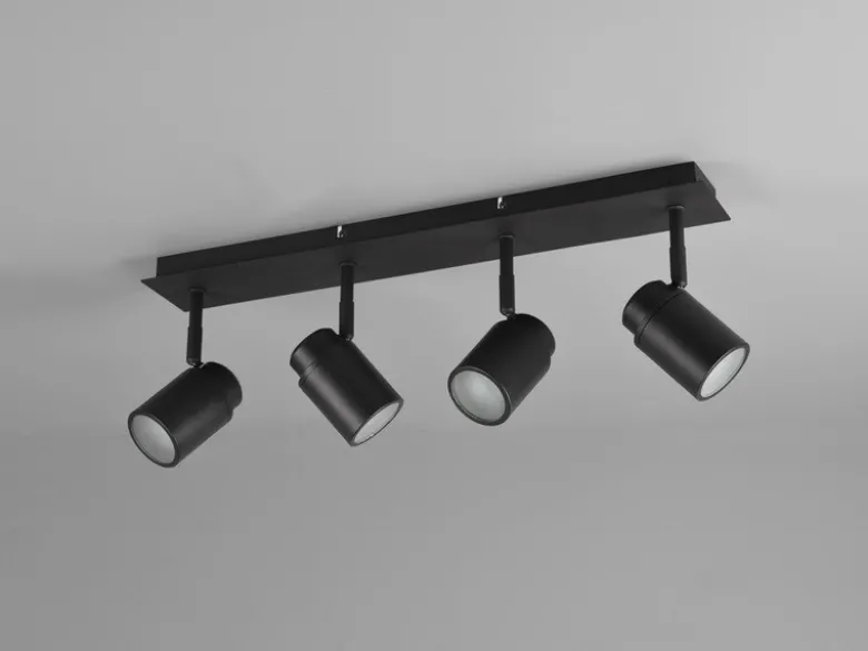 Deckenstrahler Badezimmerlampe ANGELO Schwarz 4-flammig, Breite 52cm
