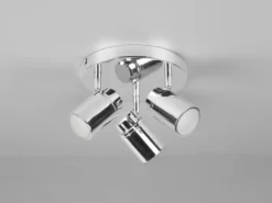 Deckenstrahler Badezimmerlampe Silber Chrom 3-flammig Ø 20cm inkl. GU10 LED