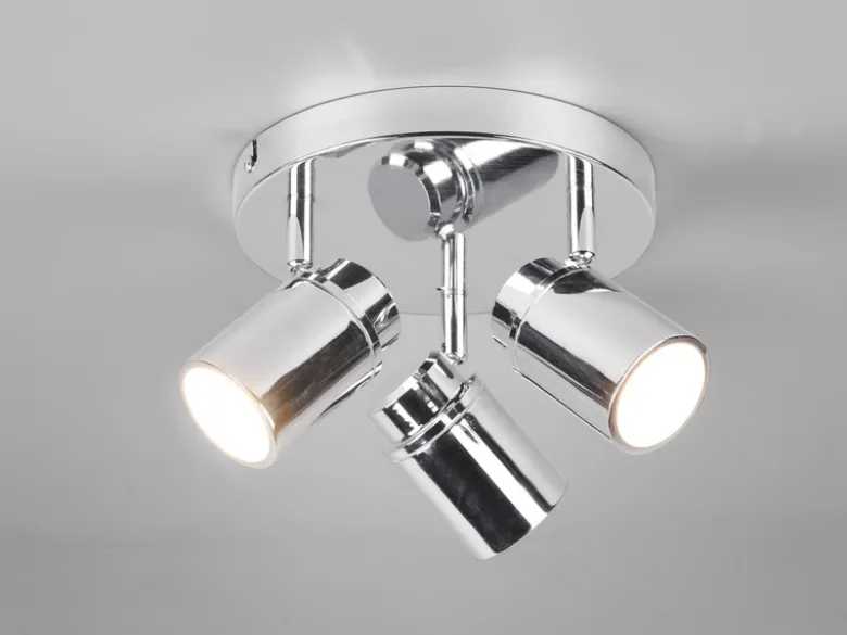 Deckenstrahler Badezimmerlampe Silber Chrom 3-flammig Ø 20cm inkl. GU10 LED
