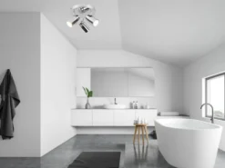 Deckenstrahler Badezimmerlampe Silber Chrom 3-flammig Ø 20cm inkl. GU10 LED