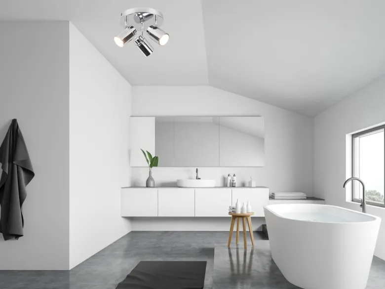 Deckenstrahler Badezimmerlampe Silber Chrom 3-flammig Ø 20cm inkl. GU10 LED