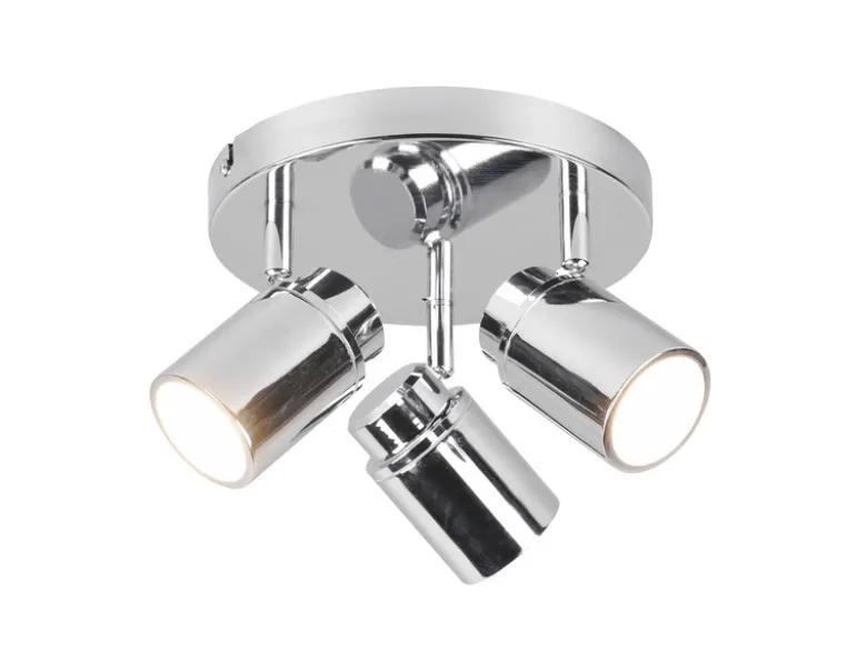 Deckenstrahler Badezimmerlampe Silber Chrom 3-flammig Ø 20cm inkl. GU10 LED