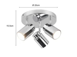 Deckenstrahler Badezimmerlampe ANGELO Silber Chrom 3-flammig Ø 20cm