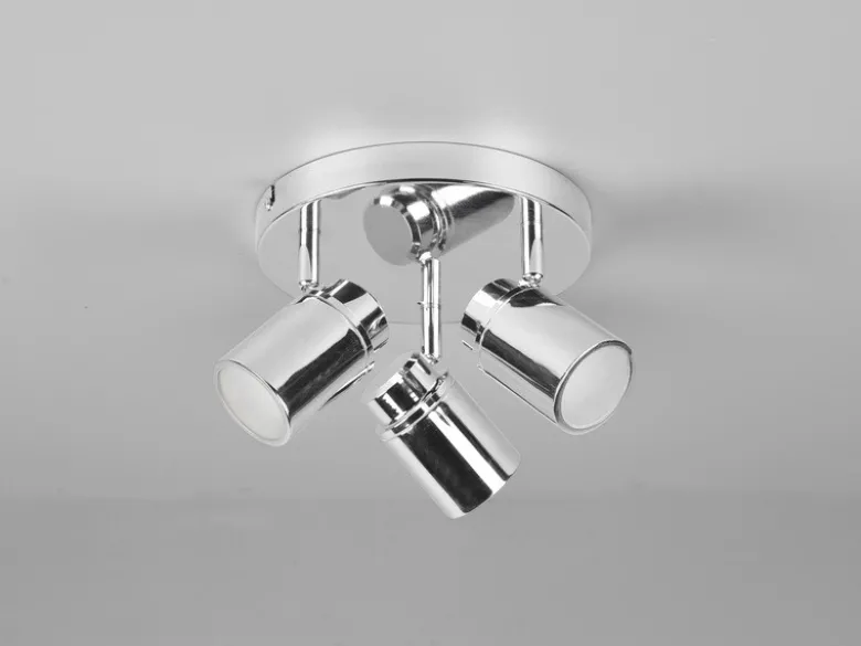 Deckenstrahler Badezimmerlampe ANGELO Silber Chrom 3-flammig Ø 20cm