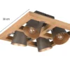 Deckenstrahler BELL 4-flammig Silber antik & Gold mit Holz, Quadrat 39cm