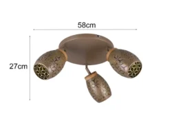Deckenstrahler BIDAR Coffee 3-flammig mit Stanzmuster, Ø58cm