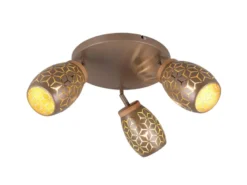 Deckenstrahler BIDAR Coffee 3-flammig mit Stanzmuster, Ø58cm