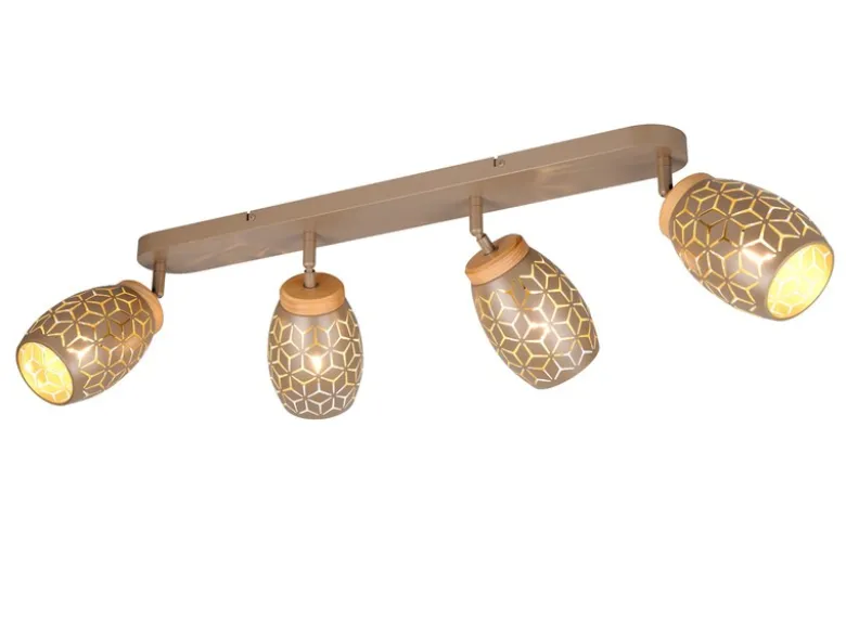 Deckenstrahler BIDAR Coffee 4-flammig mit Stanzmuster, Breite 74cm