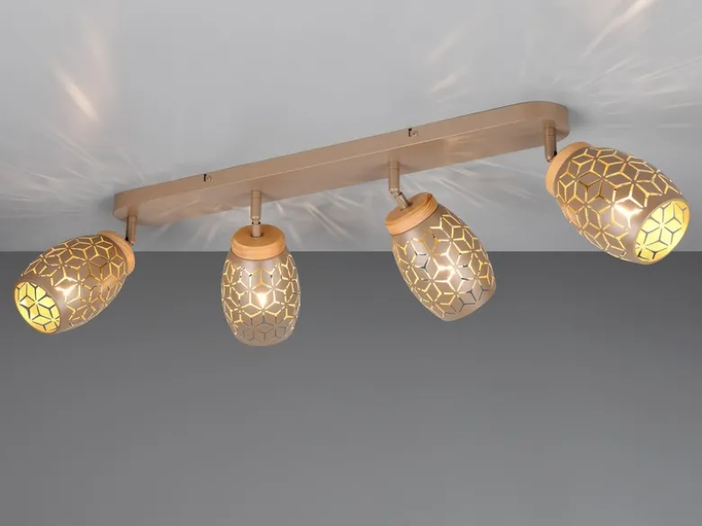 Deckenstrahler BIDAR Coffee 4-flammig mit Stanzmuster, Breite 74cm