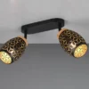 Deckenstrahler BIDAR Schwarz Gold 2-flammig mit Stanzmuster, Breite 28cm