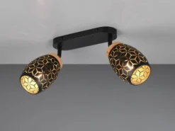 Deckenstrahler BIDAR Schwarz Gold 2-flammig mit Stanzmuster, Breite 28cm