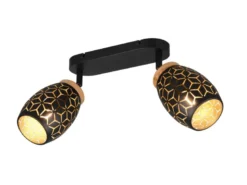 Deckenstrahler BIDAR Schwarz Gold 2-flammig mit Stanzmuster, Breite 28cm