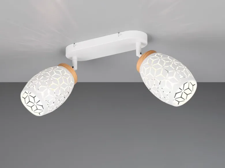 Deckenstrahler BIDAR Weiß 2-flammig mit Stanzmuster, Breite 28cm