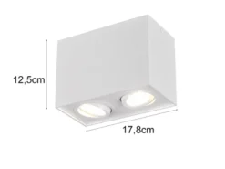 Deckenstrahler BISCUIT eckig 2-flammig Weiß, Breite 17cm