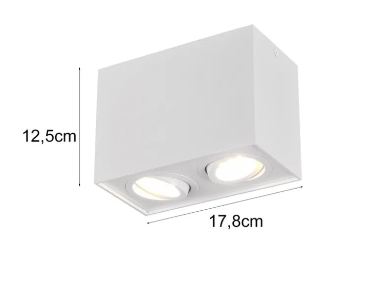 Deckenstrahler BISCUIT eckig 2-flammig Weiß, Breite 17cm