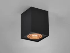 Deckenstrahler BISCUIT eckig Schwarz Gold, Breite 9,6cm