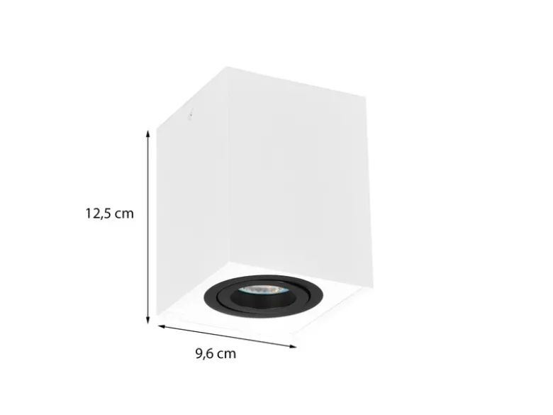 Deckenstrahler BISCUIT eckig Weiß Schwarz, Breite 9,6cm