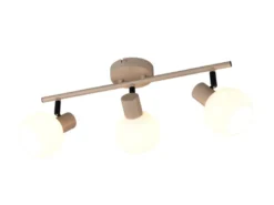 Deckenstrahler BOBA 3-flammig aus Metall in Beige mit Glasschirmen, Breite 45cm