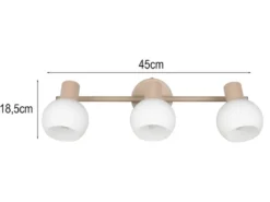 Deckenstrahler BOBA 3-flammig aus Metall in Beige mit Glasschirmen, Breite 45cm